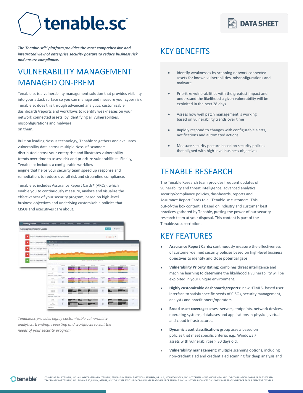 Datasheet] Tenable.sc - On Prem Vulnerability Management