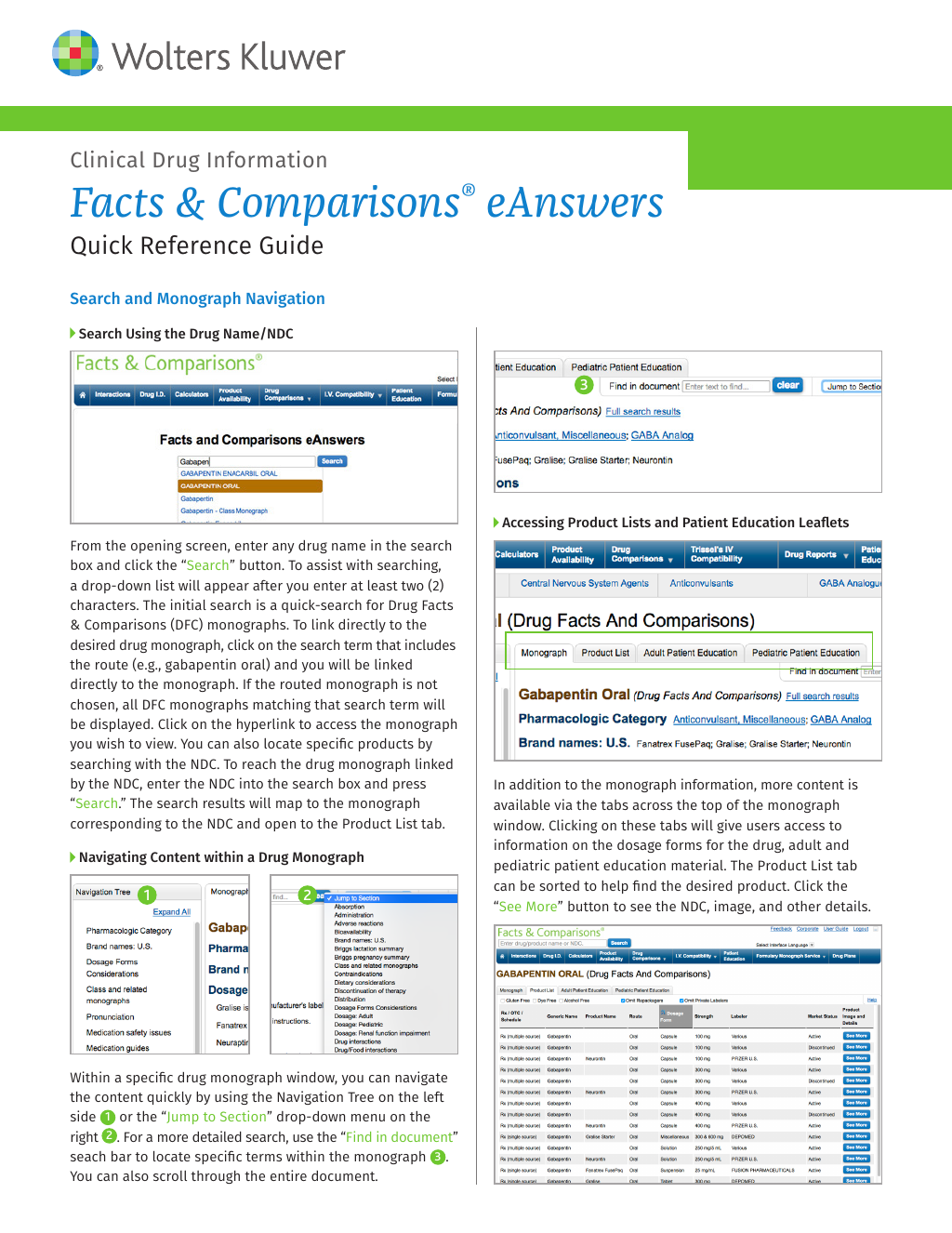 Facts & Comparisons® eAnswers Quick Reference Guide